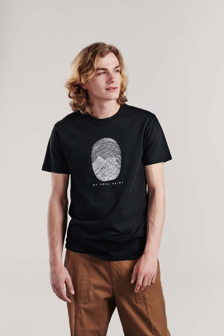 Herren-T-Shirt schwarz mit Logo weiß