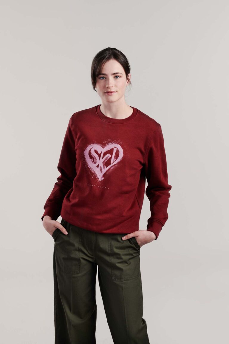 Damen-Pullover rot mit Logodruck